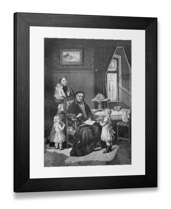 Framed Print : Children wishing their grandmother a happy birthday