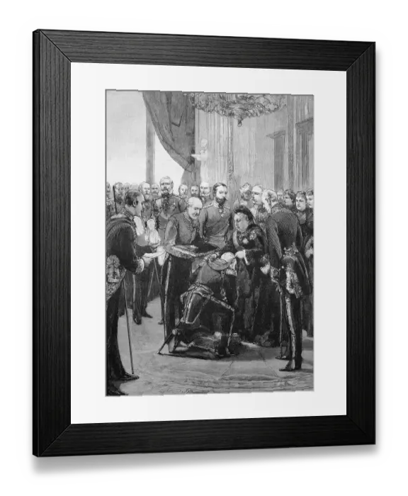 Framed Print : The Queen of England conferring orders in Windsor Castle
