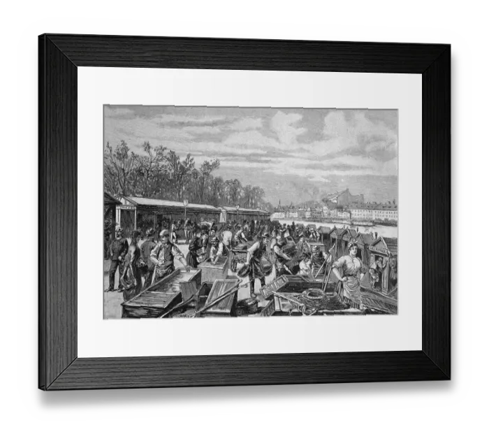 Framed Print : Fish market on the Donaukanal, Danube canal in Vienna