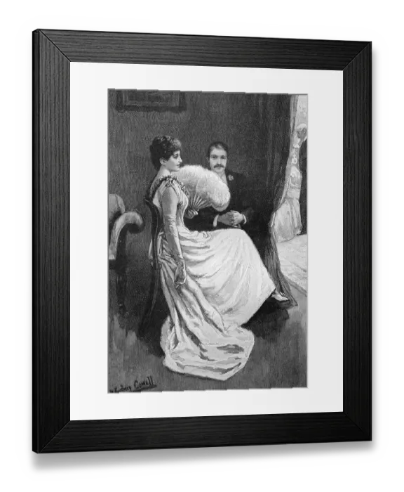 Framed Print : Couple having a chat, historical picture Framed Print : Couple having a chat, historical picture