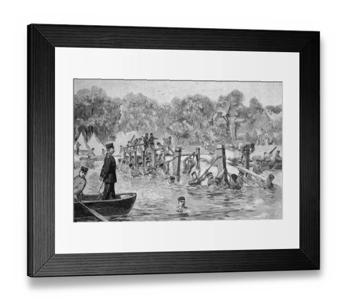 Framed Print : Tearing down a wooden bridge by the guard pioneer battalion