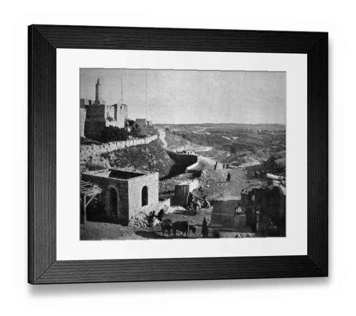 Framed Print : One of the first autotypes of Davidsburg in Jerusalem