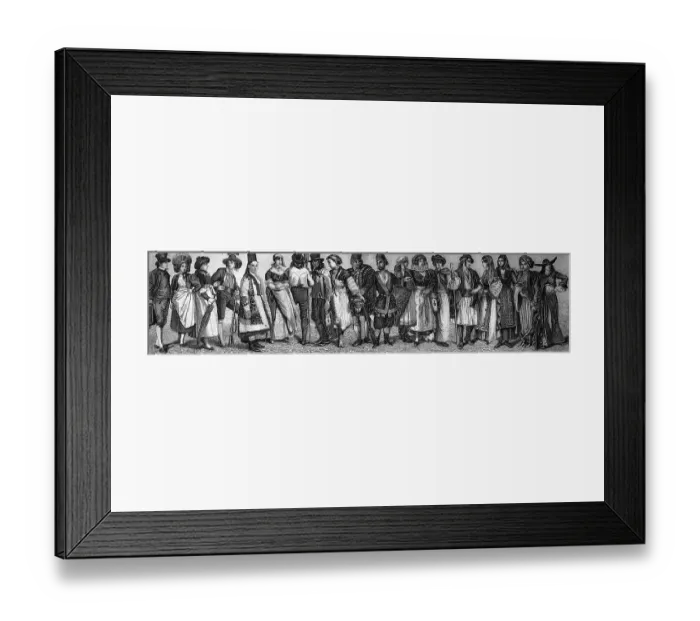 Framed Print : Folk dress in the Middle Ages, historical illustration Framed Print : Folk dress in the Middle Ages, historical illustration