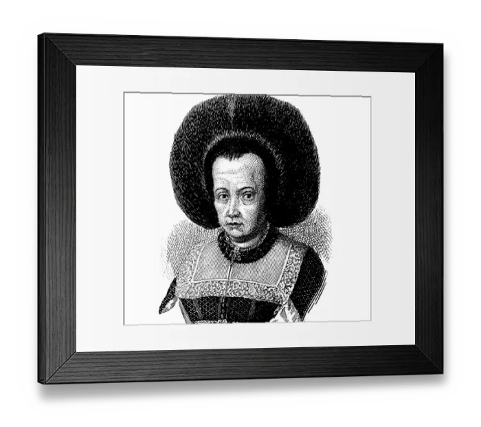 Framed Print : Fashion in the Middle Ages, fur hood around 1670