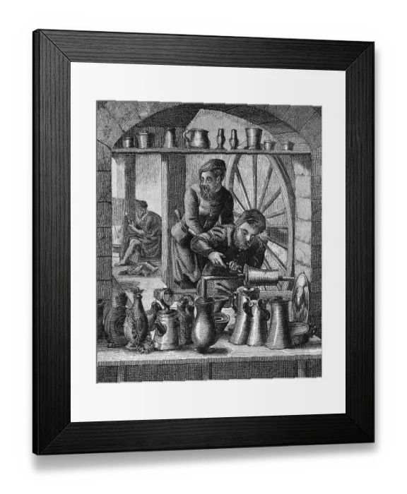 Framed Print : Pot casters, 16th Century, historical illustration