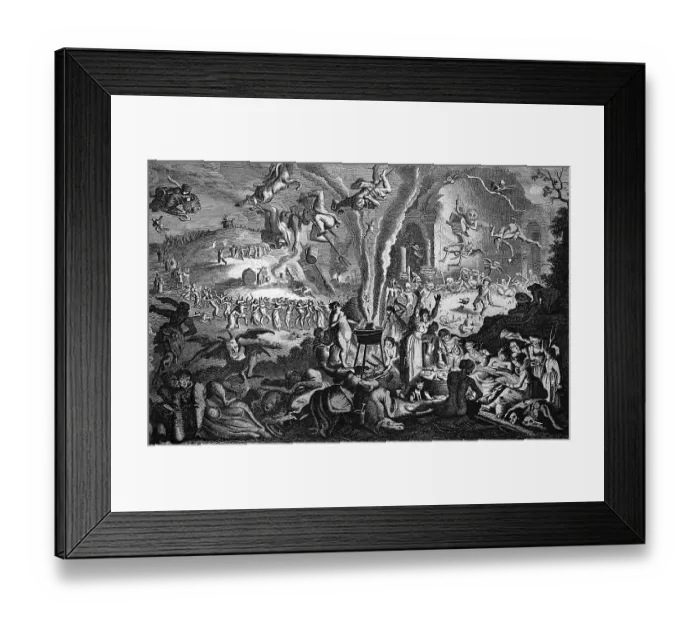 Framed Print : Witches Sabbath, representation from the 17th Century