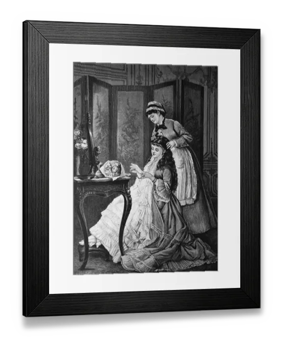 Framed Print : A Lady and her curious chambermaid Framed Print : A Lady and her curious chambermaid