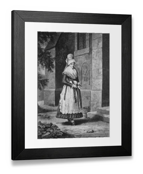 Framed Print : Attending church on Sundays, historical illustration Framed Print : Attending church on Sundays, historical illustration