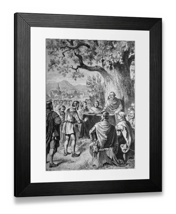 Framed Print : Session of the Feme court in the 14th century Framed Print : Session of the Feme court in the 14th century