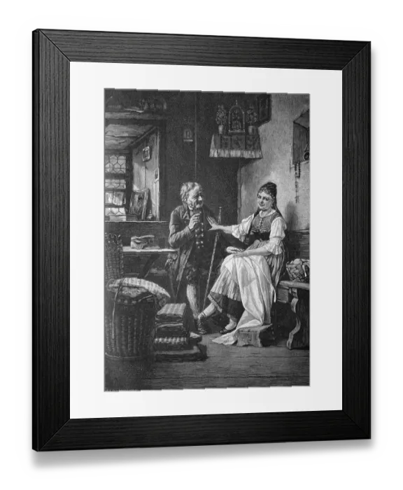Framed Print : Woman rejecting a suitor, historical illlustration