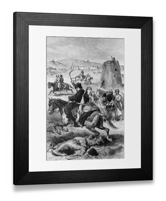 Framed Print : Turkmen kidnappers attacking Persian residents near the border