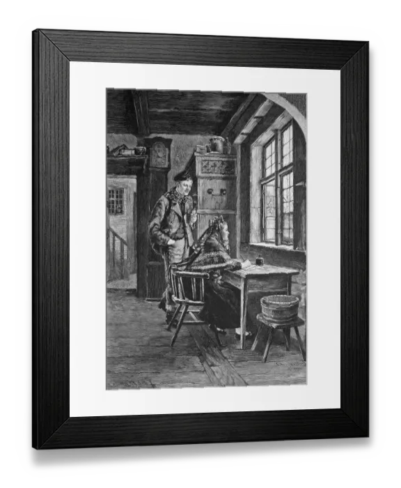 Framed Print : Woman writing a letter, historical illlustration Framed Print : Woman writing a letter, historical illlustration
