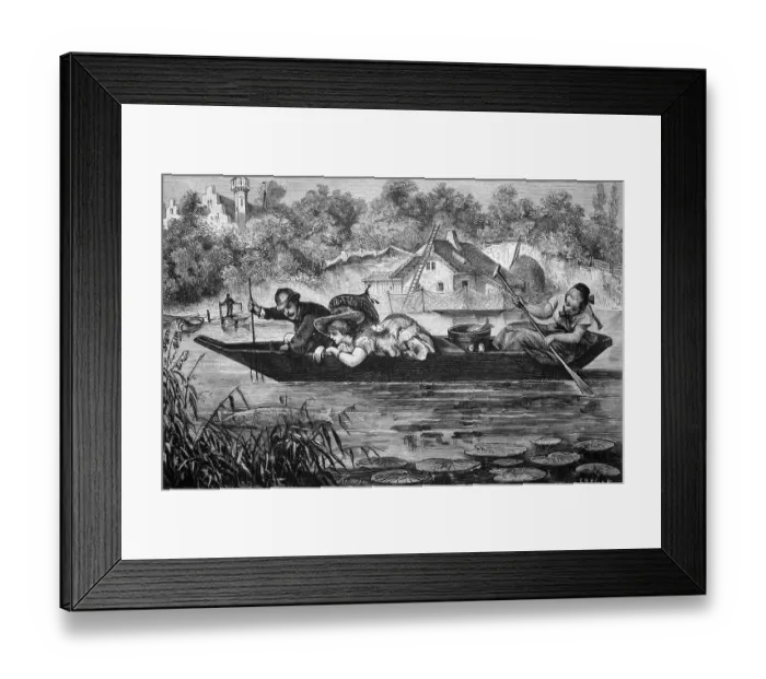Framed Print : Fishing for pikes on a lake in West Prussia