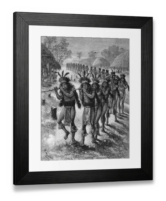 Framed Print : Tule dance of the Rouconyenne, Native Americans in South America