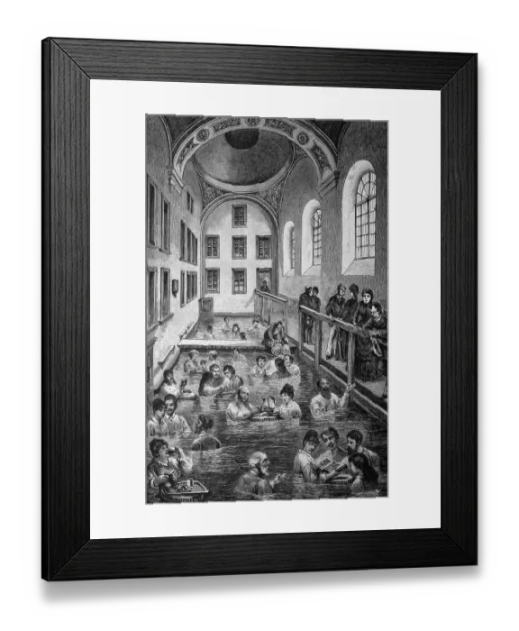Framed Print : Swimming pool of the new public bath in Leuk