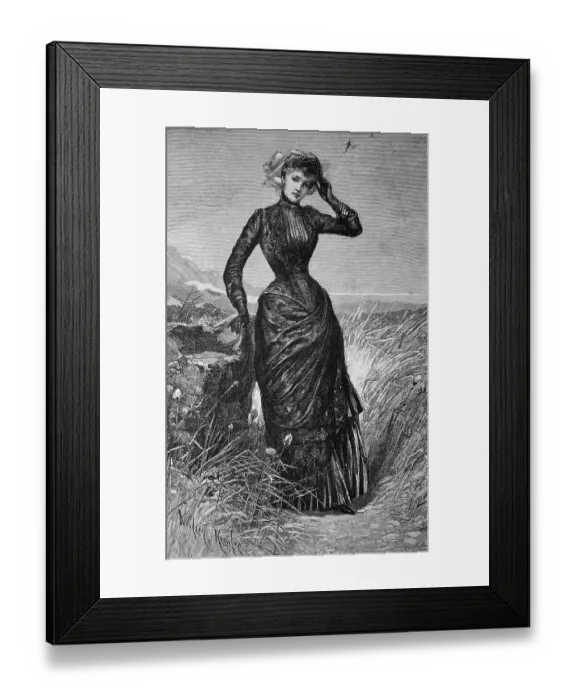 Framed Print : Woman waiting, historical illustration, circa 1886