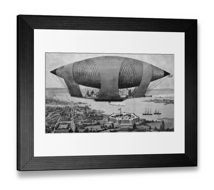 Framed Print : Steerable war balloon to destroy strongholds using dynamite