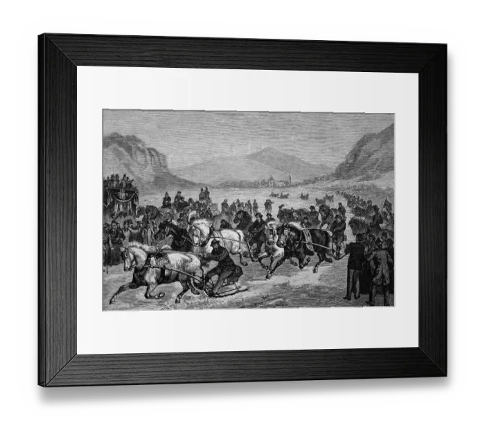 Framed Print : Gasslfahren, a horse-drawn race in snow in Lower Austria Framed Print : Gasslfahren, a horse-drawn race in snow in Lower Austria