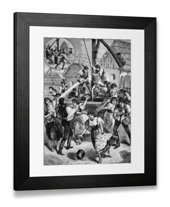 Framed Print : People pouring water over others Framed Print : People pouring water over others