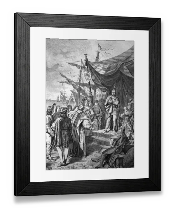 Framed Print : Pietro Doria rejecting the pleading of the Venetian ambassador for peace following the siege of Venice