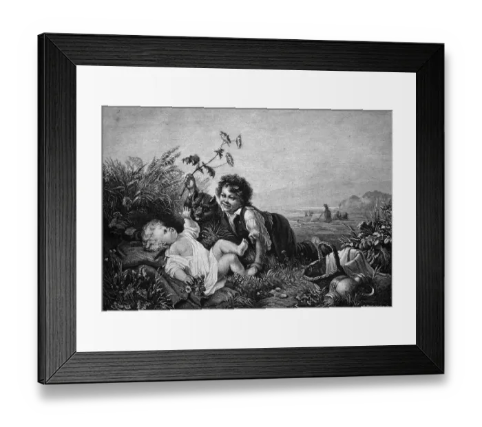 Framed Print : Children in the spring, historical illustration