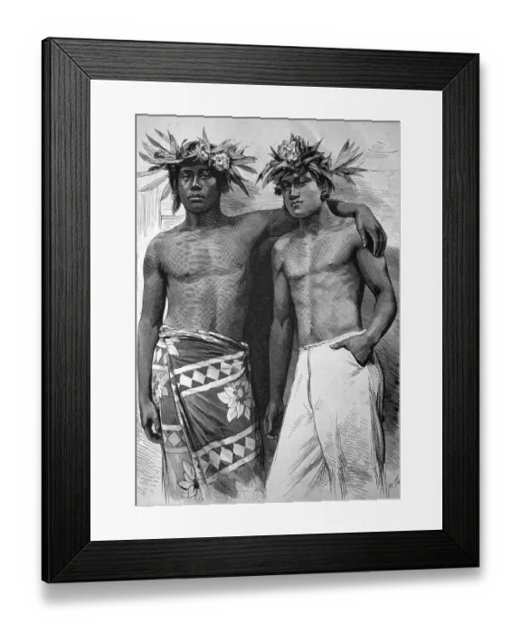 Framed Print : Natives of Tahiti, historical illustration