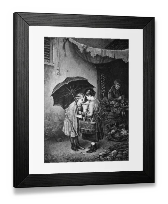 Framed Print : Children snacking, historical illustration