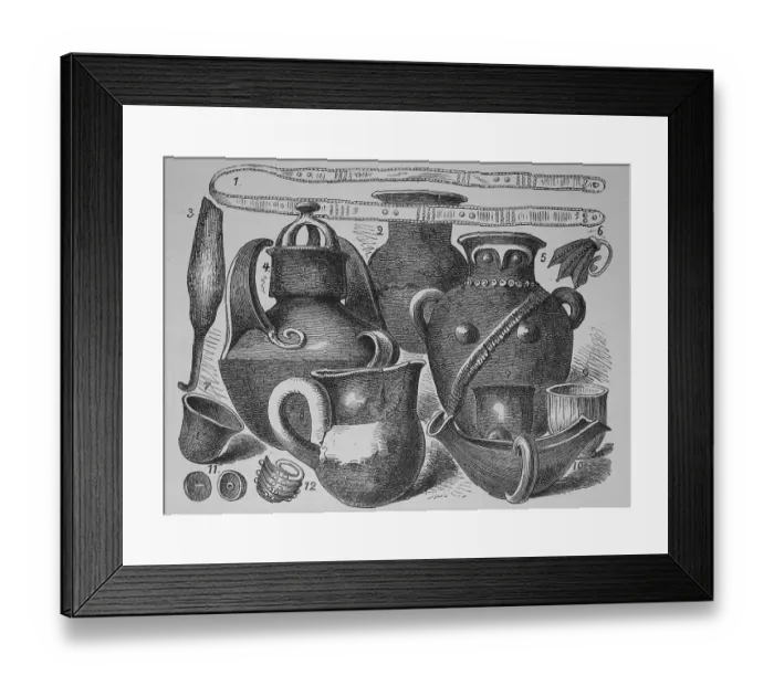 Framed Print : Schliemann's excavations, historical woodcut