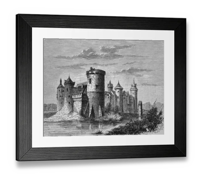 Framed Print : Castle in Rouen, France, historic woodcut