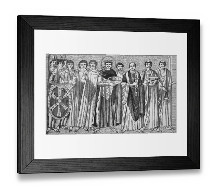Framed Print : Emperor Justinian I and Bishop Maximian with court