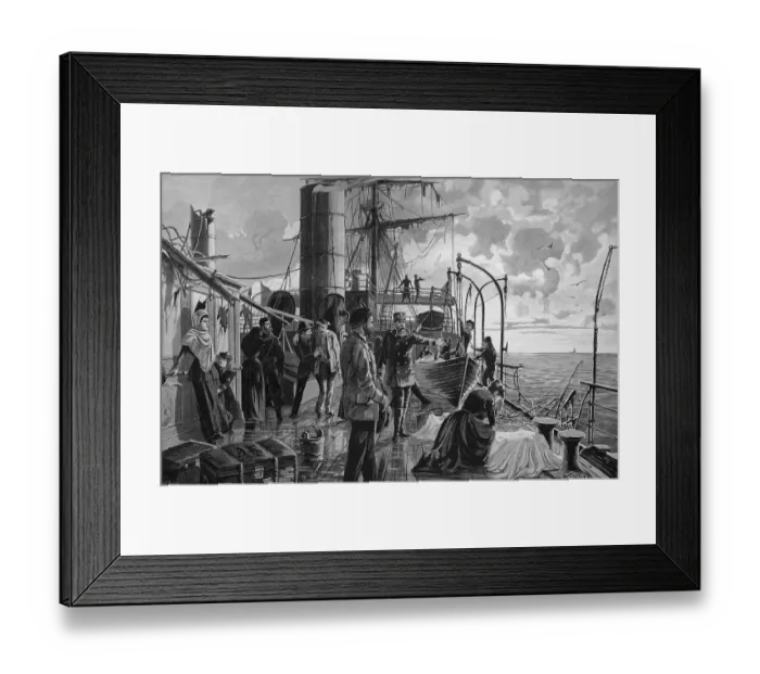 Framed Print : Ship in the morning after a storm in the Atlantic Ocean