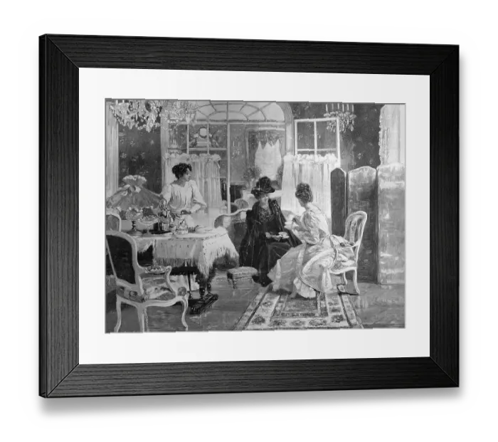Framed Print : Women at a coffee party, historical illustration Framed Print : Women at a coffee party, historical illustration