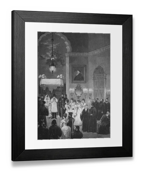 Framed Print : Historical engraving, Jewish wedding in Viennese Hall in Warsaw