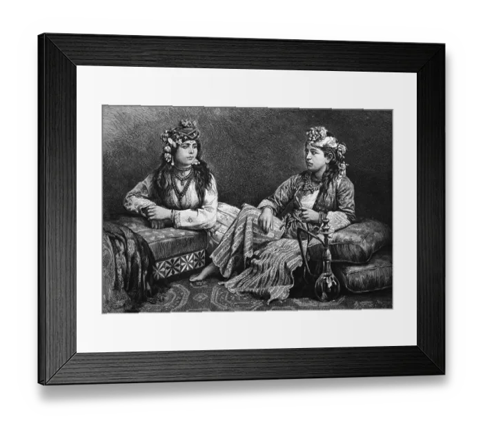 Framed Print : Historical engraving, Meuoli woman and muslim woman
