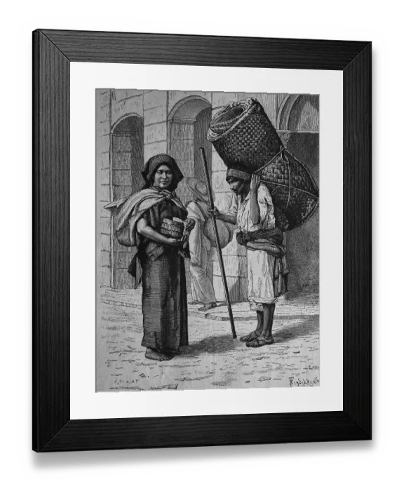 Framed Print : Native American Tortillera and a matt merchant in Mexico