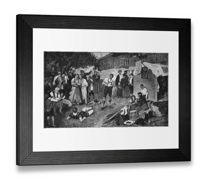 Framed Print : The defeated Hercules, brawl at a village parish fair