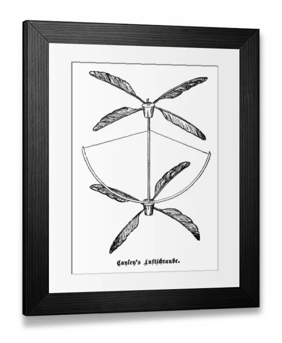 Framed Print : Propeller by George Cayley, woodcut Framed Print : Propeller by George Cayley, woodcut