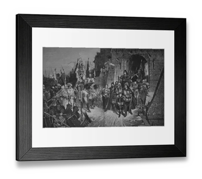 Framed Print : Agnes von Zesyma-Rosenberg surrenders her father's castle to the Hussite commander Prokop the Great Framed Print : Agnes von Zesyma-Rosenberg surrenders her father's castle to the Hussite commander Prokop the Great
