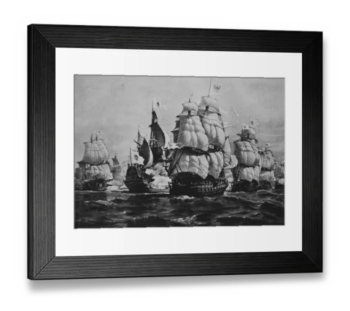 Framed Print : The battle of Brandenburg and Spanish ships off Cape St Framed Print : The battle of Brandenburg and Spanish ships off Cape St