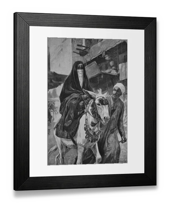 Framed Print : Female donkey rider in Cairo, Egypt