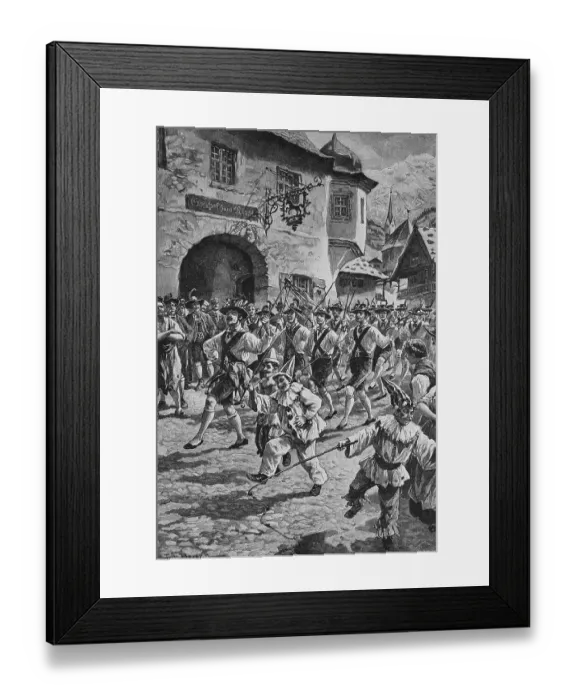 Framed Print : Bell-beating in Tyrol, woodcut