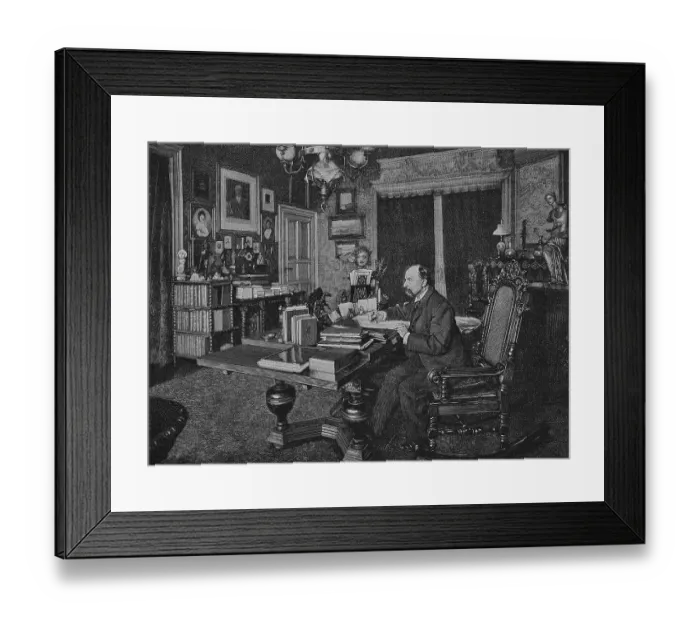 Framed Print : Friedrich Spielhagen sitting in his study