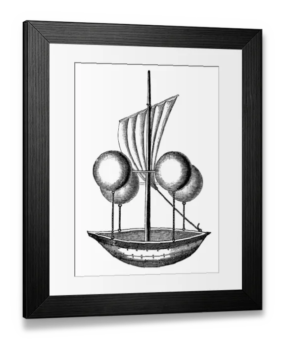 Framed Print : Lana's design of an airship of 1670