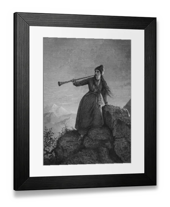 Framed Print : Shepherdess from Lapland calling the herd in the evening Framed Print : Shepherdess from Lapland calling the herd in the evening