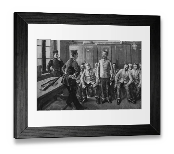 Framed Print : Military instruction, wood engraving, 1880