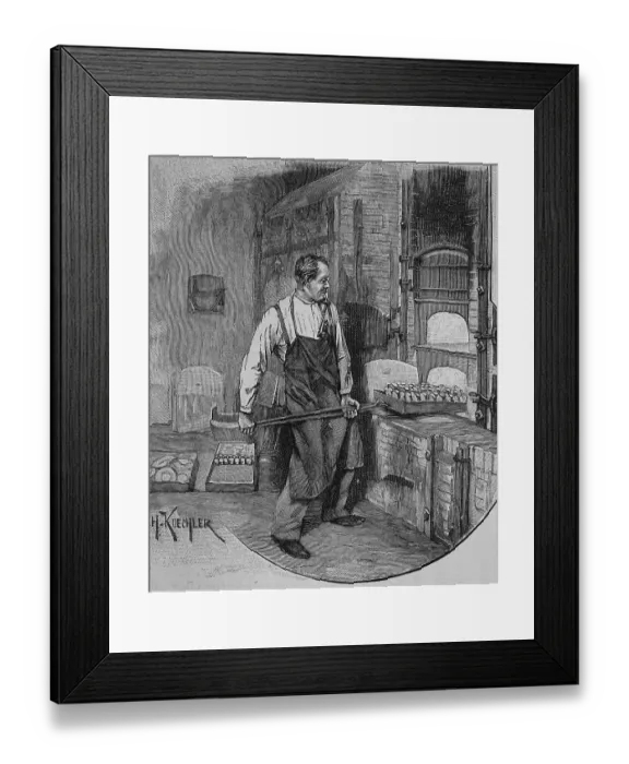 Framed Print : Smelter, manufacturing of porcelain
