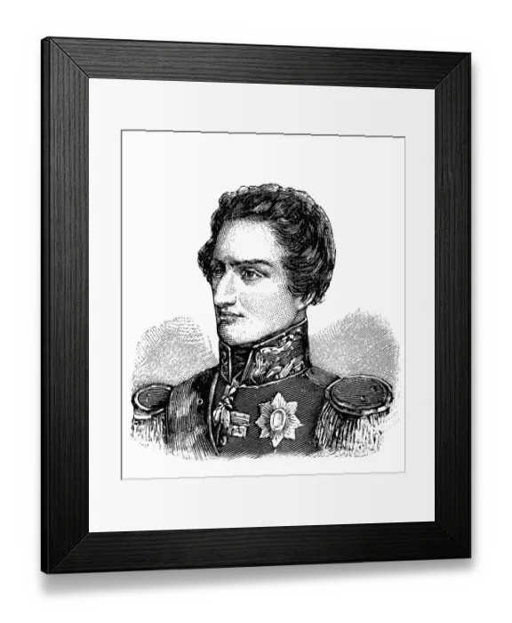 Framed Print : Prince Johann of Saxony, wood engraving