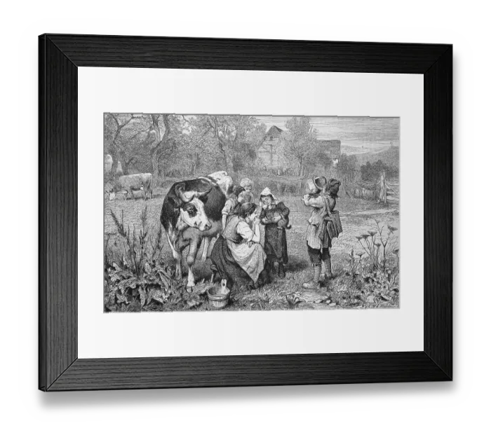 Framed Print : Savoyards children with a cow, Savoy