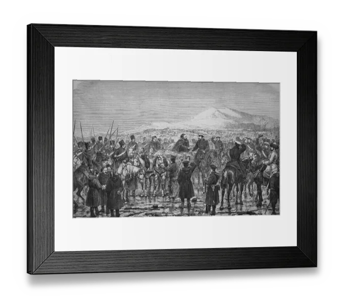 Framed Print : Osman Pasha's meeting with the Grand Duke after the surrender of Plevna