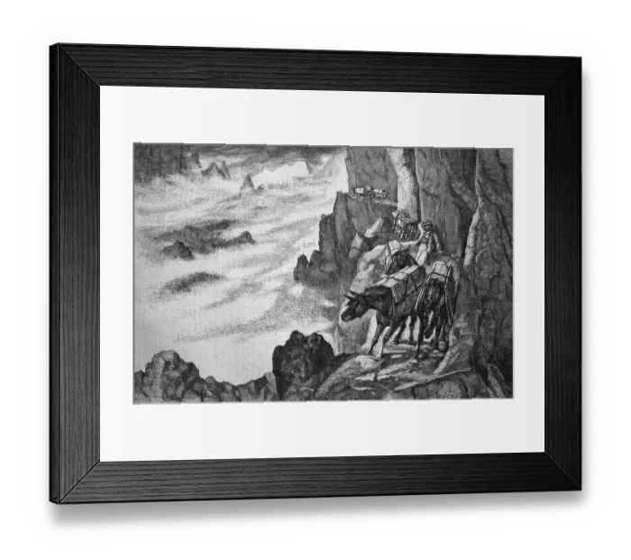 Framed Print : Smugglers in the mountains on a mule path Framed Print : Smugglers in the mountains on a mule path